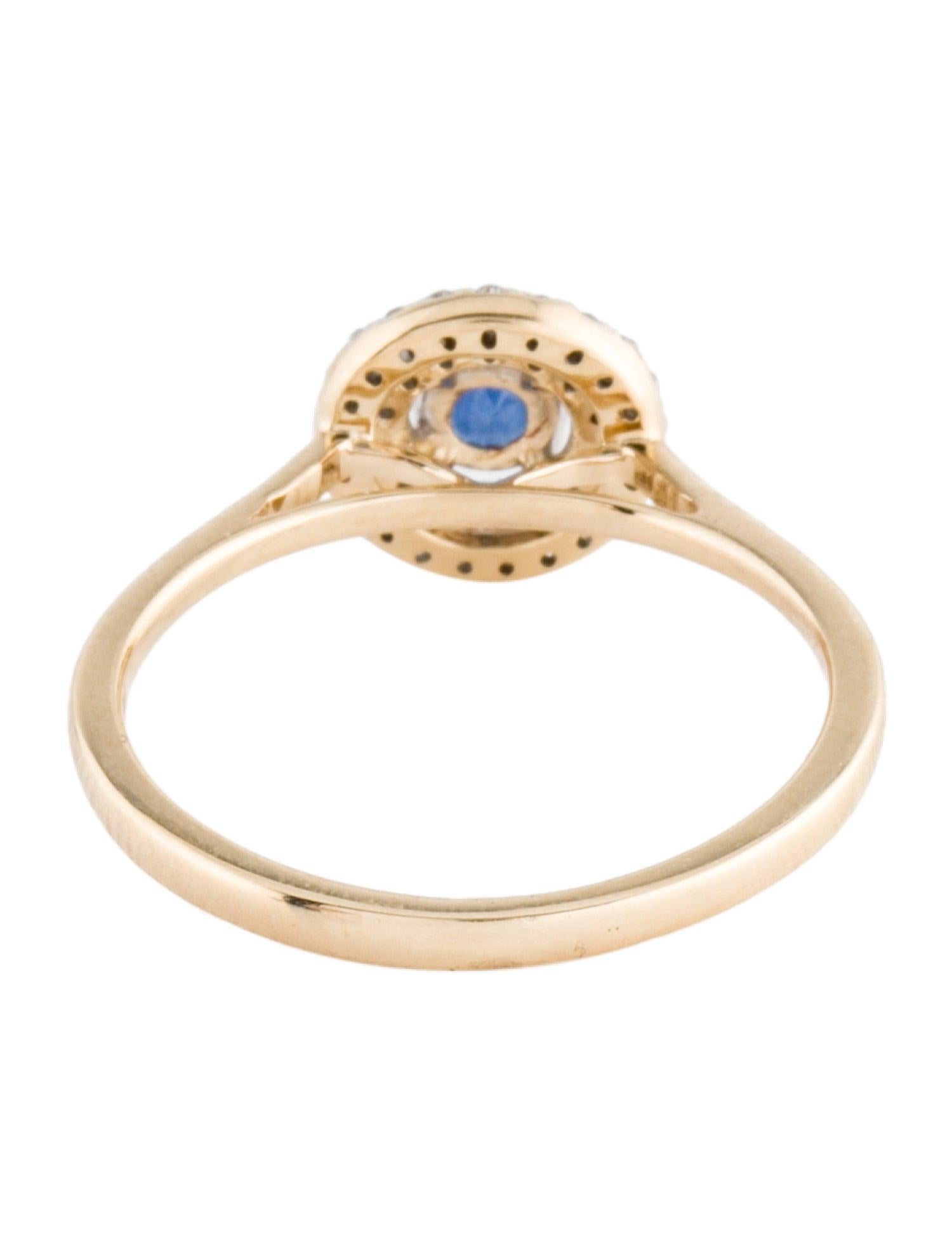 Brilliant Cut 14K Sapphire & Diamond Cocktail Ring - Size 6.5  Elegant Gemstone Jewelry For Sale