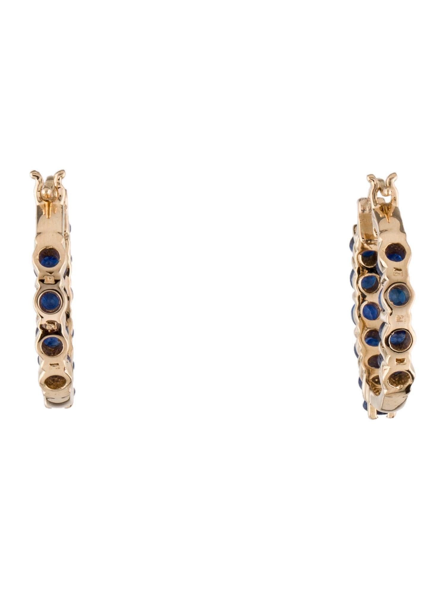 Women's 14K Sapphire Inside-Outside Hoop Earrings - Elegant Gemstone Jewelry, Timeless] For Sale