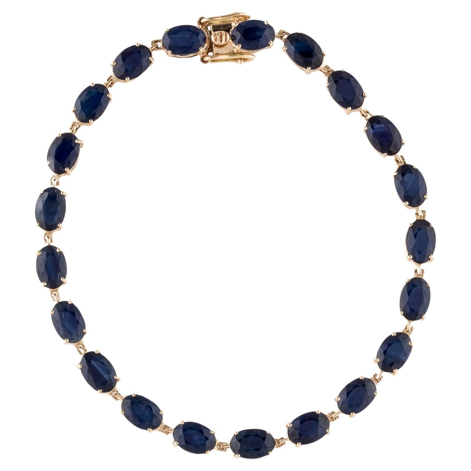 14K 14.70ctw Sapphire Link Bracelet - Timeless Elegance, Exquisite Design