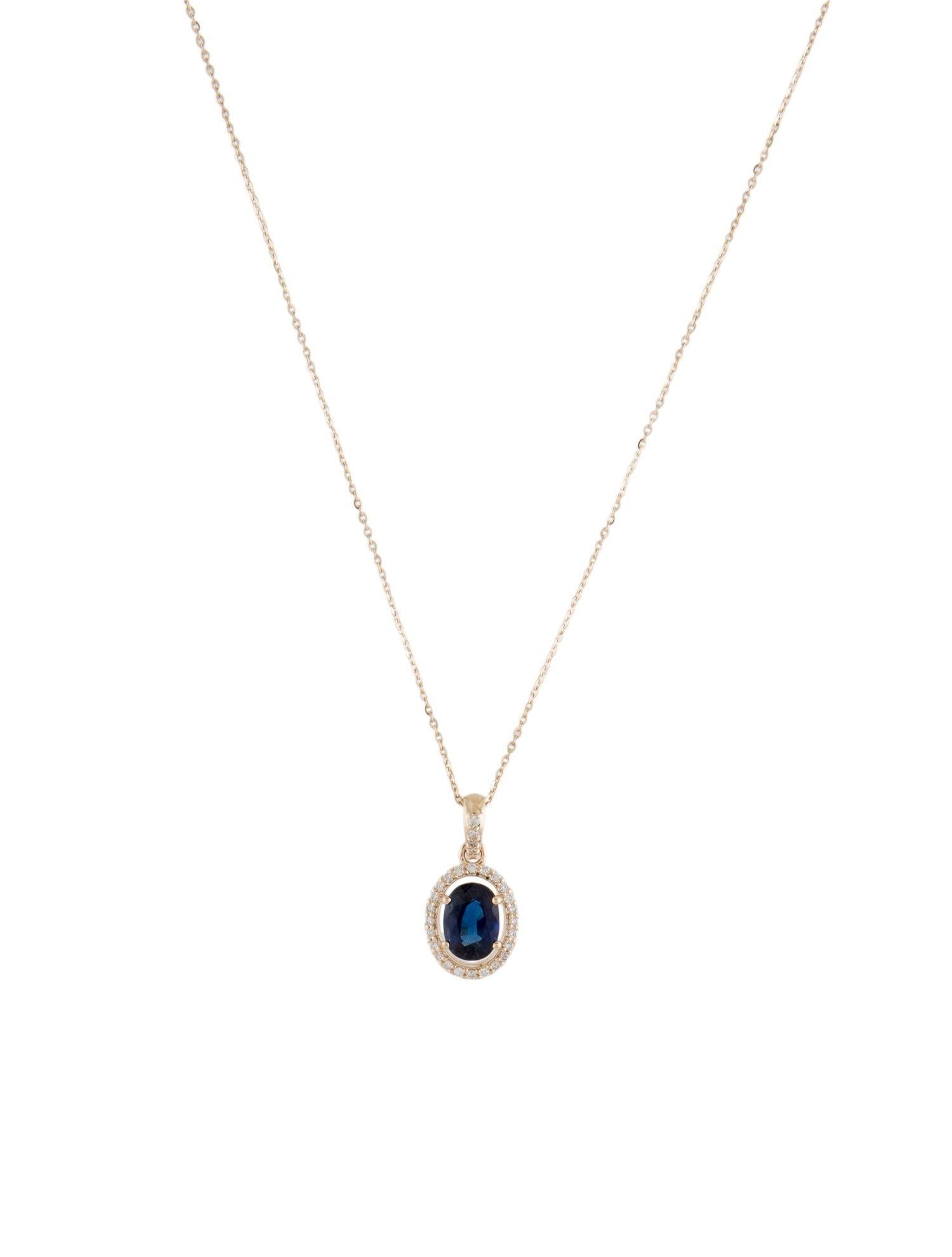 Women's 14K 1.26ct Sapphire & Diamond Pendant Necklace: Exquisite Luxury Statement Piece For Sale