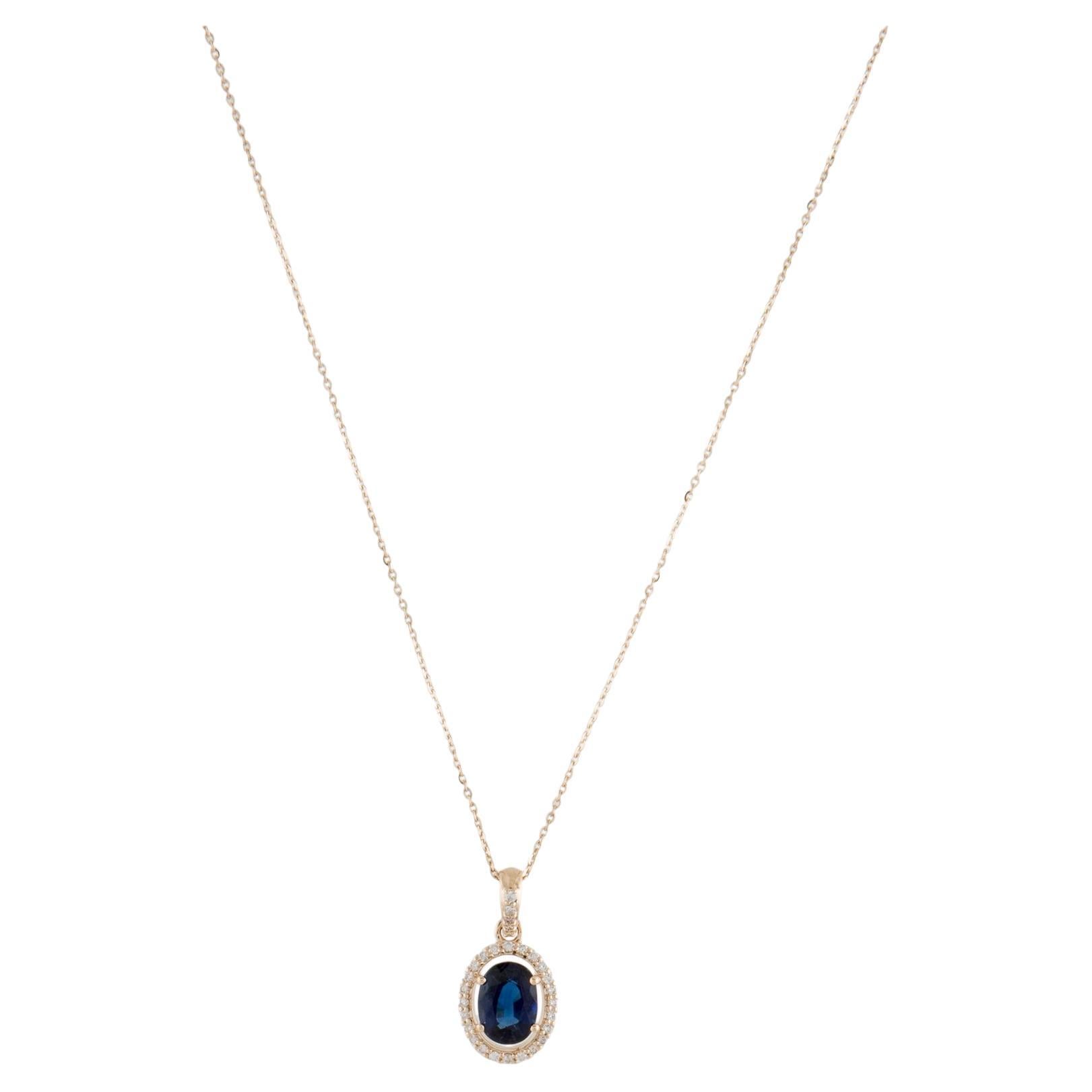 14K 1.26ct Sapphire & Diamond Pendant Necklace: Exquisite Luxury Statement Piece For Sale