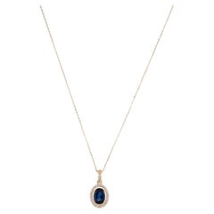 14K 1.26ct Sapphire & Diamond Pendant Necklace: Exquisite Luxury Statement Piece