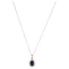 Collier pendentif saphir et diamant 14K de 1,26ct : Exquise pièce d'apparat de luxe