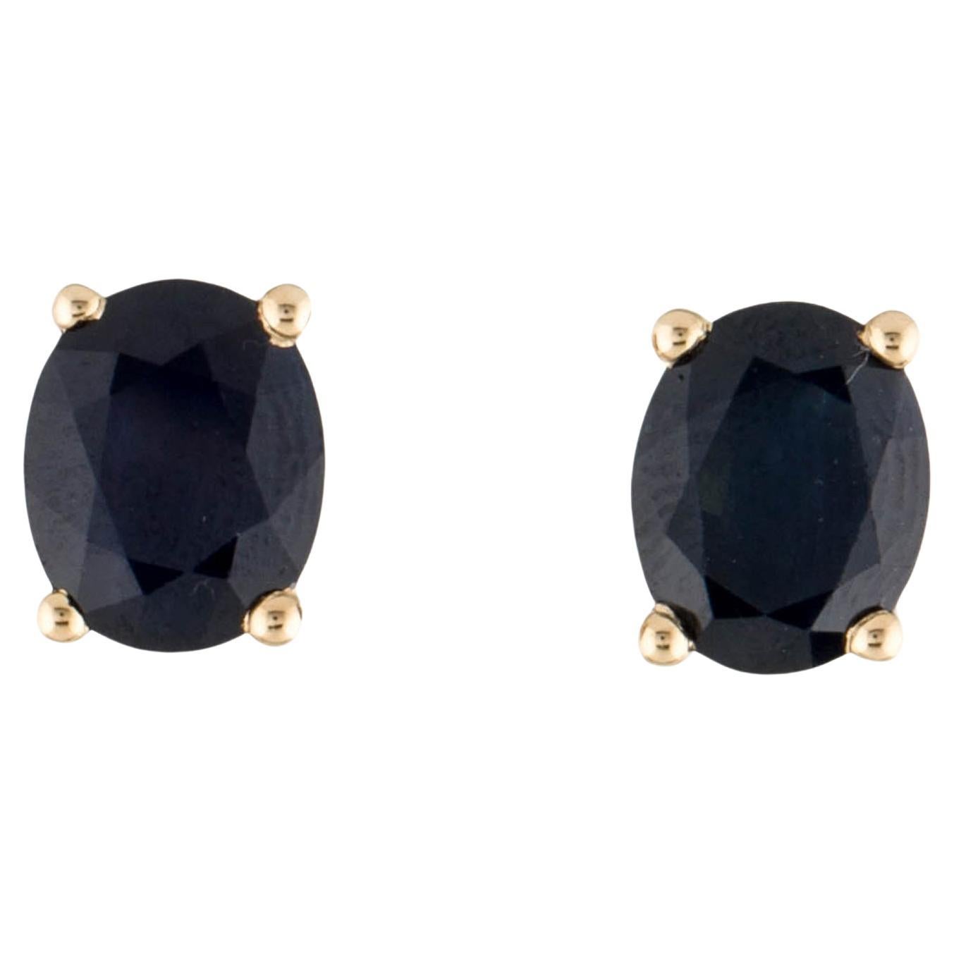 14K Sapphire Stud Earrings - Elegant Gemstone Jewelry, Timeless Classic Style For Sale