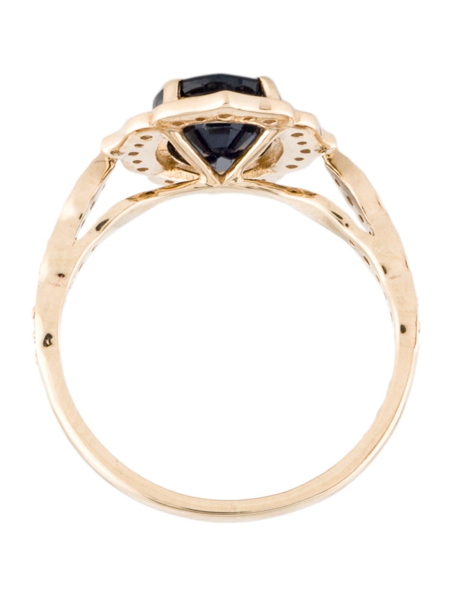 Luxurious 14K Gold Sapphire & Diamond Cocktail Ring Size 6.75 Statement Jewelry In New Condition For Sale In Holtsville, NY
