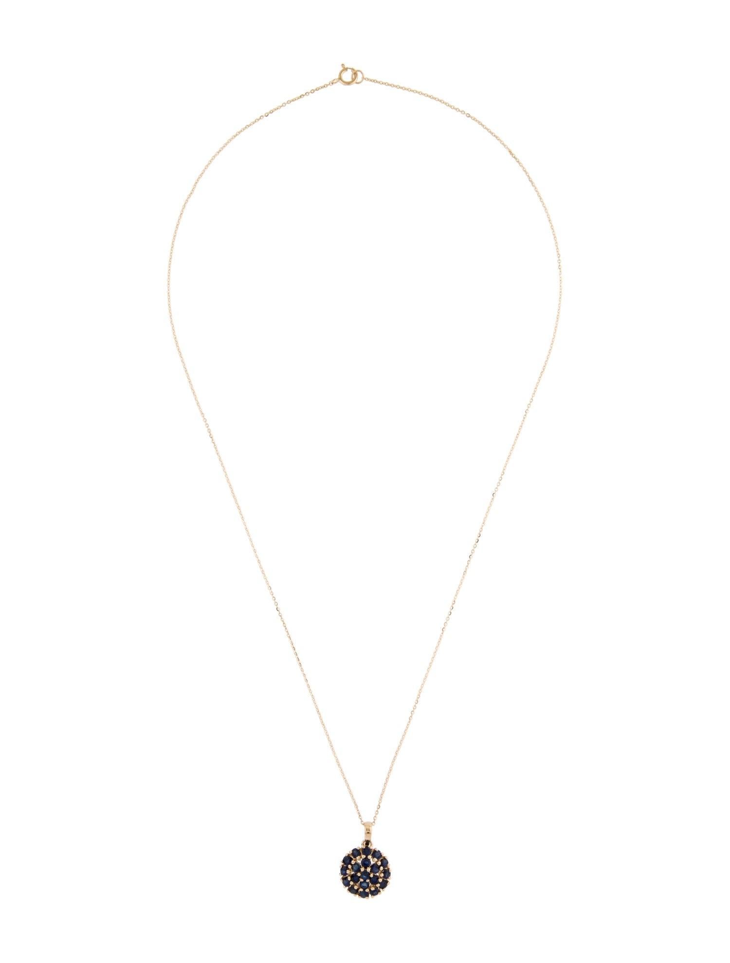 Brilliant Cut 14K 1.71ctw Sapphire Pendant Necklace: Elegant Statement Jewelry, Luxury Piece For Sale