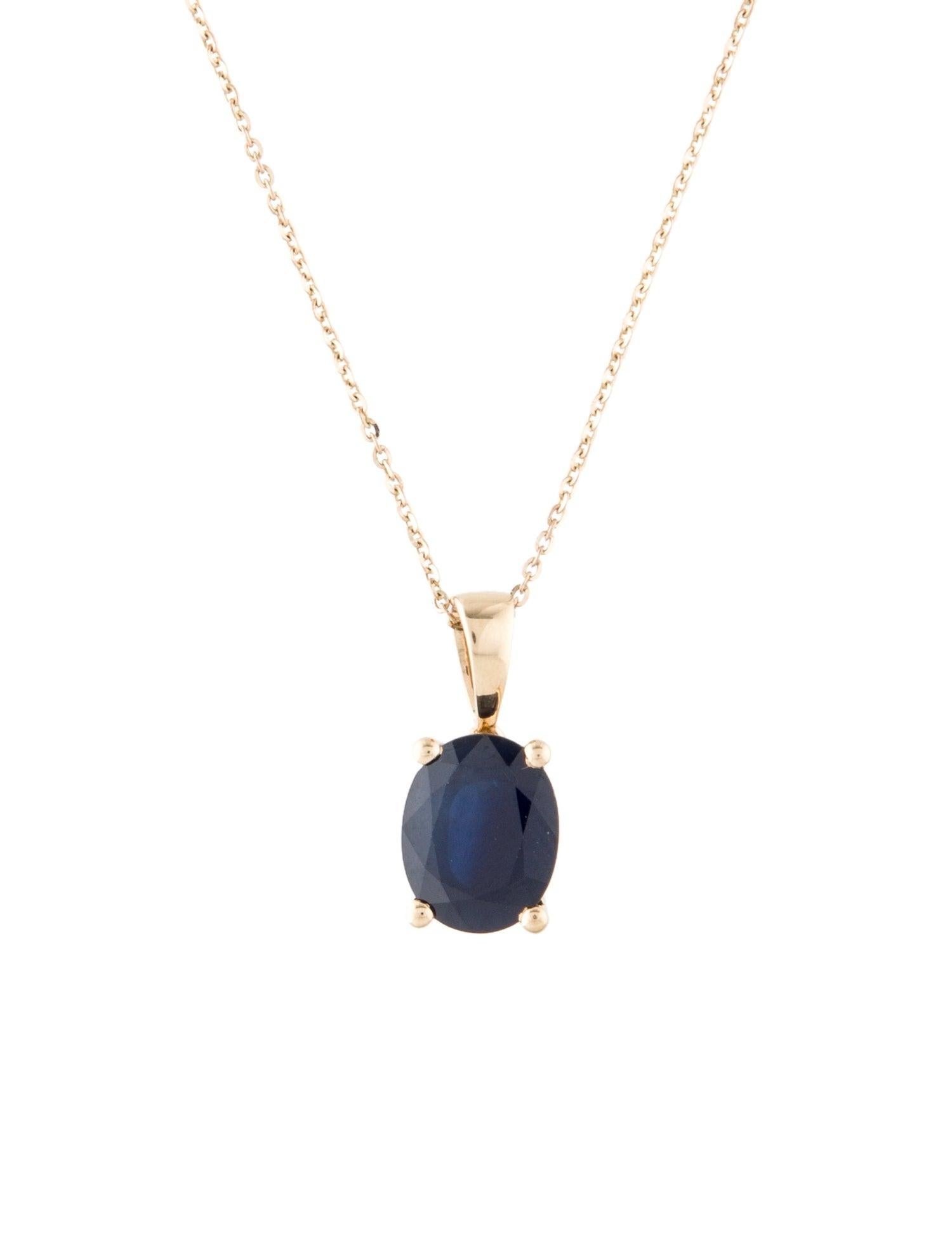 14K 2.91ct Sapphire Pendant Necklace: Elegant Luxury Statement Piece, Timeless In New Condition For Sale In Holtsville, NY