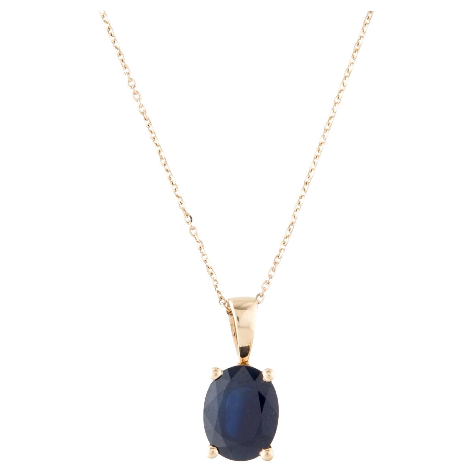14K 2.91ct Sapphire Pendant Necklace: Elegant Luxury Statement Piece, Timeless For Sale
