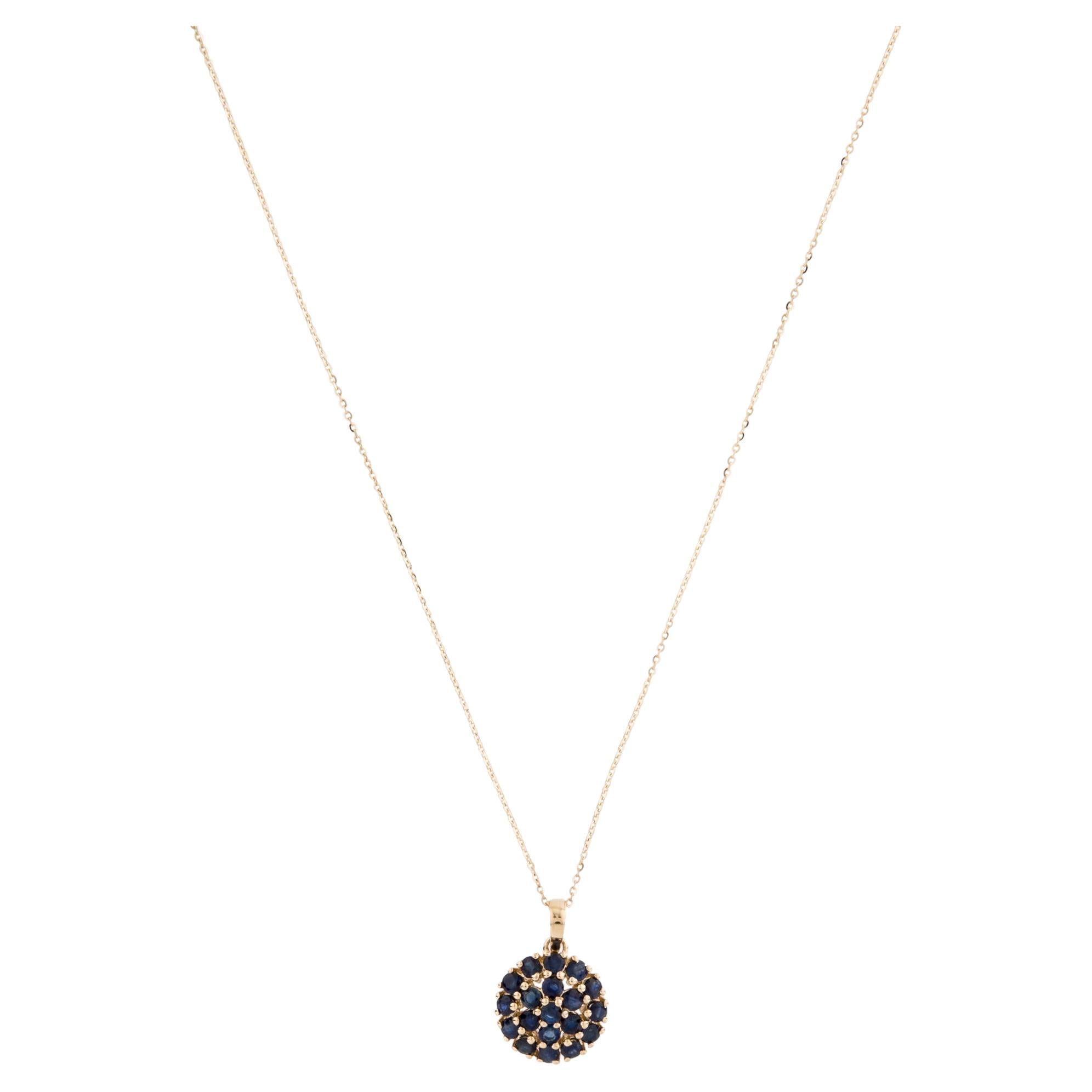 14K 1.71ctw Sapphire Pendant Necklace: Elegant Statement Jewelry, Luxury Piece For Sale