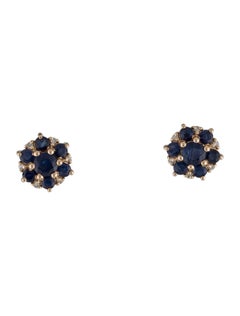 14K Sapphire & Diamond Stud Earrings - Elegant Gemstone Jewelry Timeless Sparkle