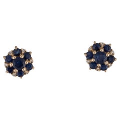 14K Sapphire 
Diamond Stud Earrings - Elegant Gemstone Jewelry Timeless Sparkle