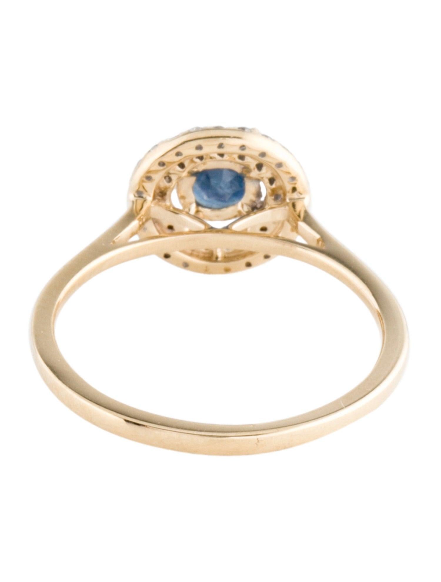 Brilliant Cut Luxurious 14K Sapphire & Diamond Cocktail Ring - Size 6.5 Vintage Gemstone Rin For Sale