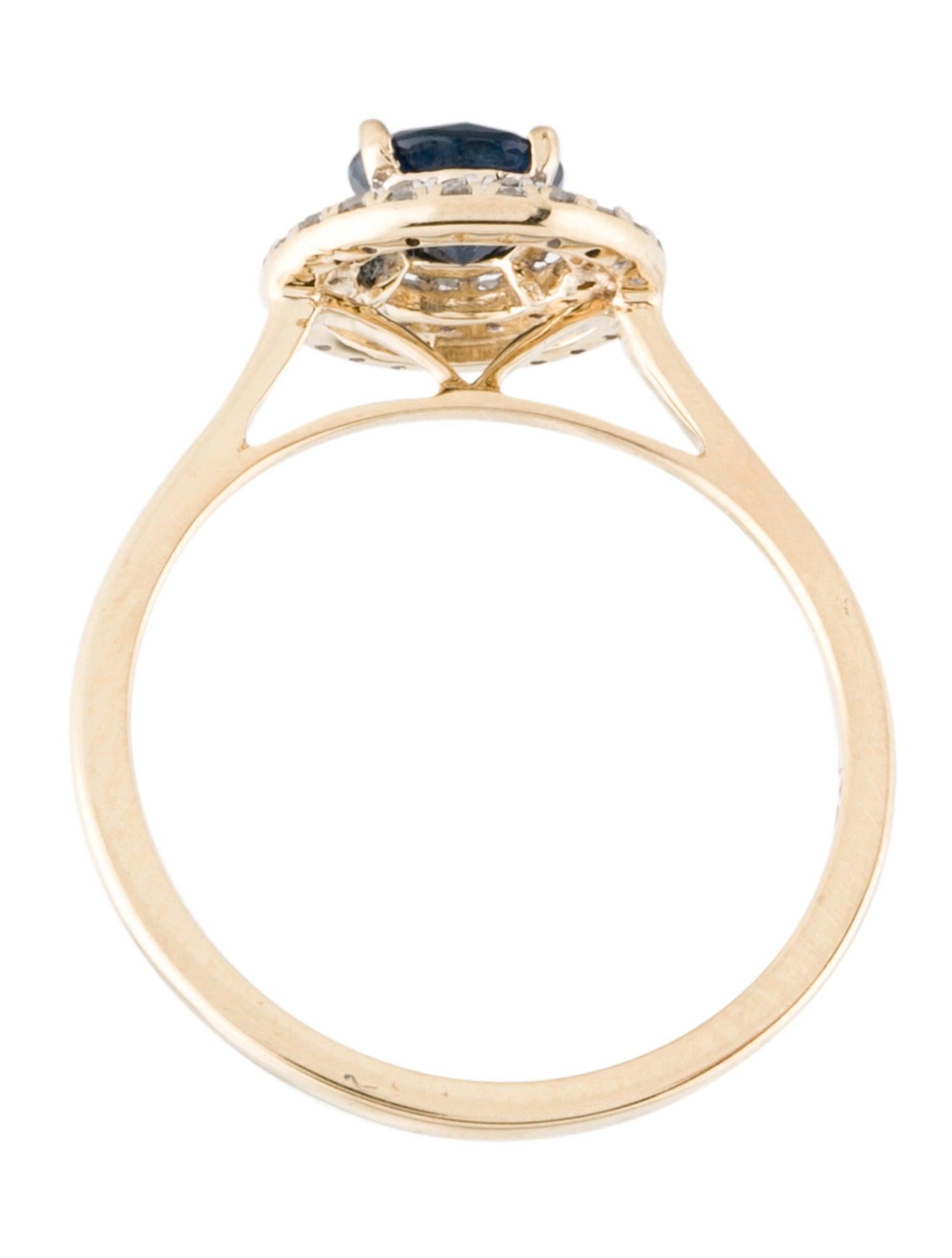 Luxurious 14K Sapphire & Diamond Cocktail Ring - Size 6.5 Vintage Gemstone Rin In New Condition For Sale In Holtsville, NY