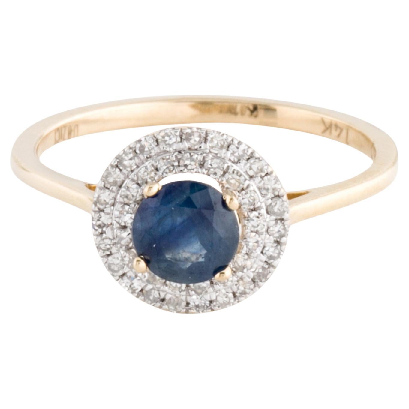 Luxurious 14K Sapphire & Diamond Cocktail Ring - Size 6.5 Vintage Gemstone Rin For Sale