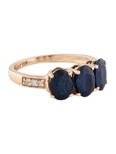Exquisite 14K Sapphire & Diamond Cocktail Ring 2.93ctw  Size 6.75  Elegant