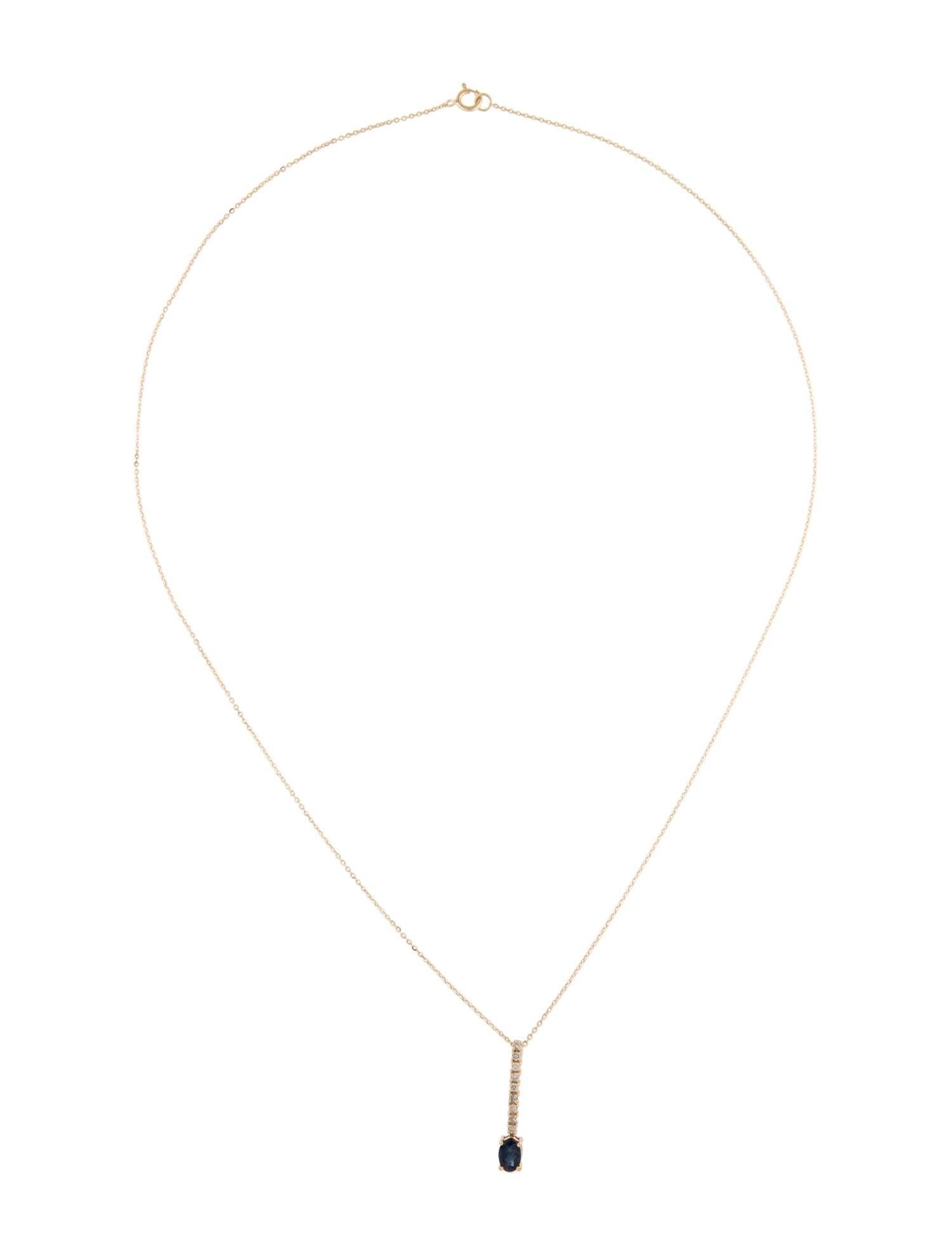 Women's Stunning 14K Sapphire & Diamond Pendant Necklace - Elegant Gemstone Sparkle For Sale