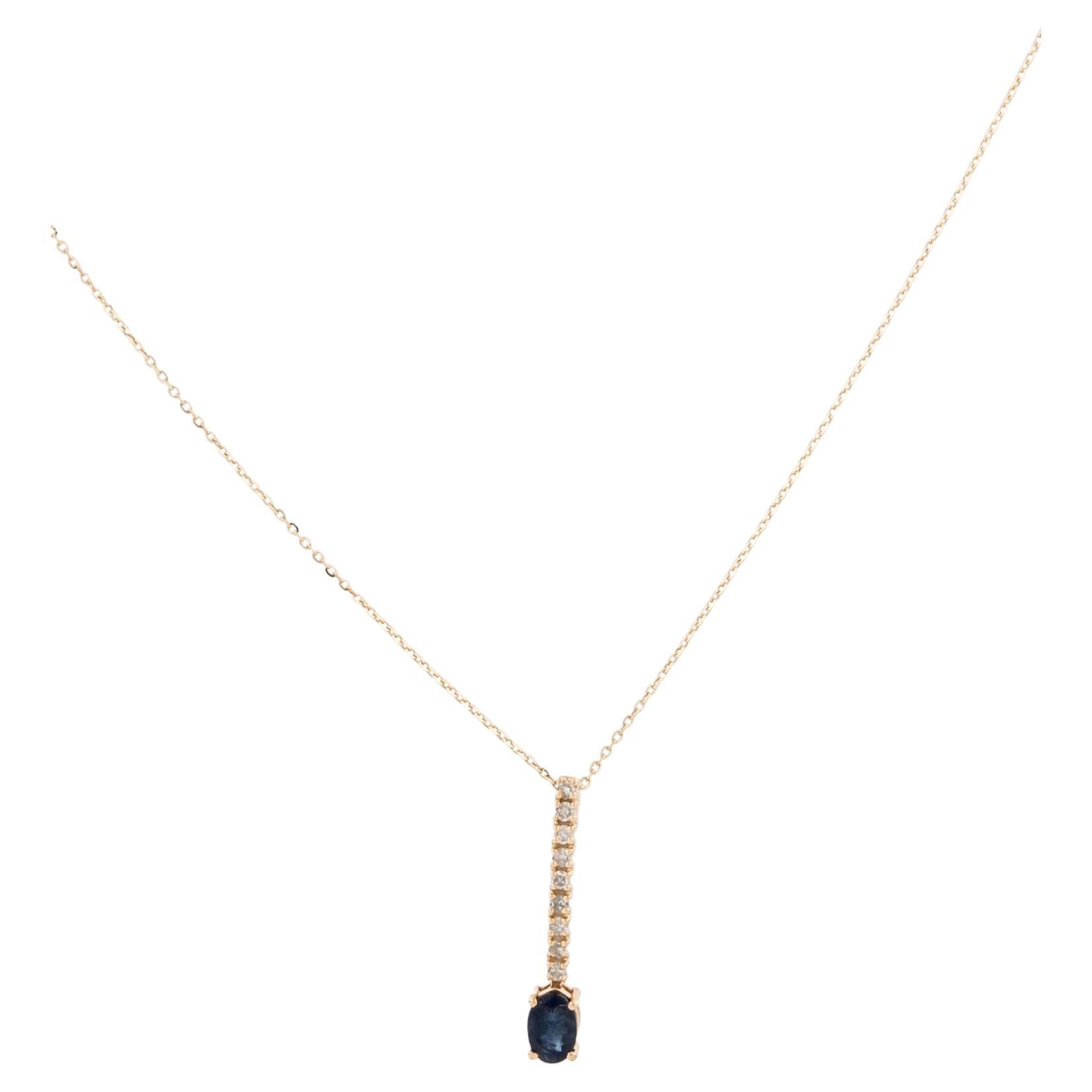 Stunning 14K Sapphire & Diamond Pendant Necklace - Elegant Gemstone Sparkle