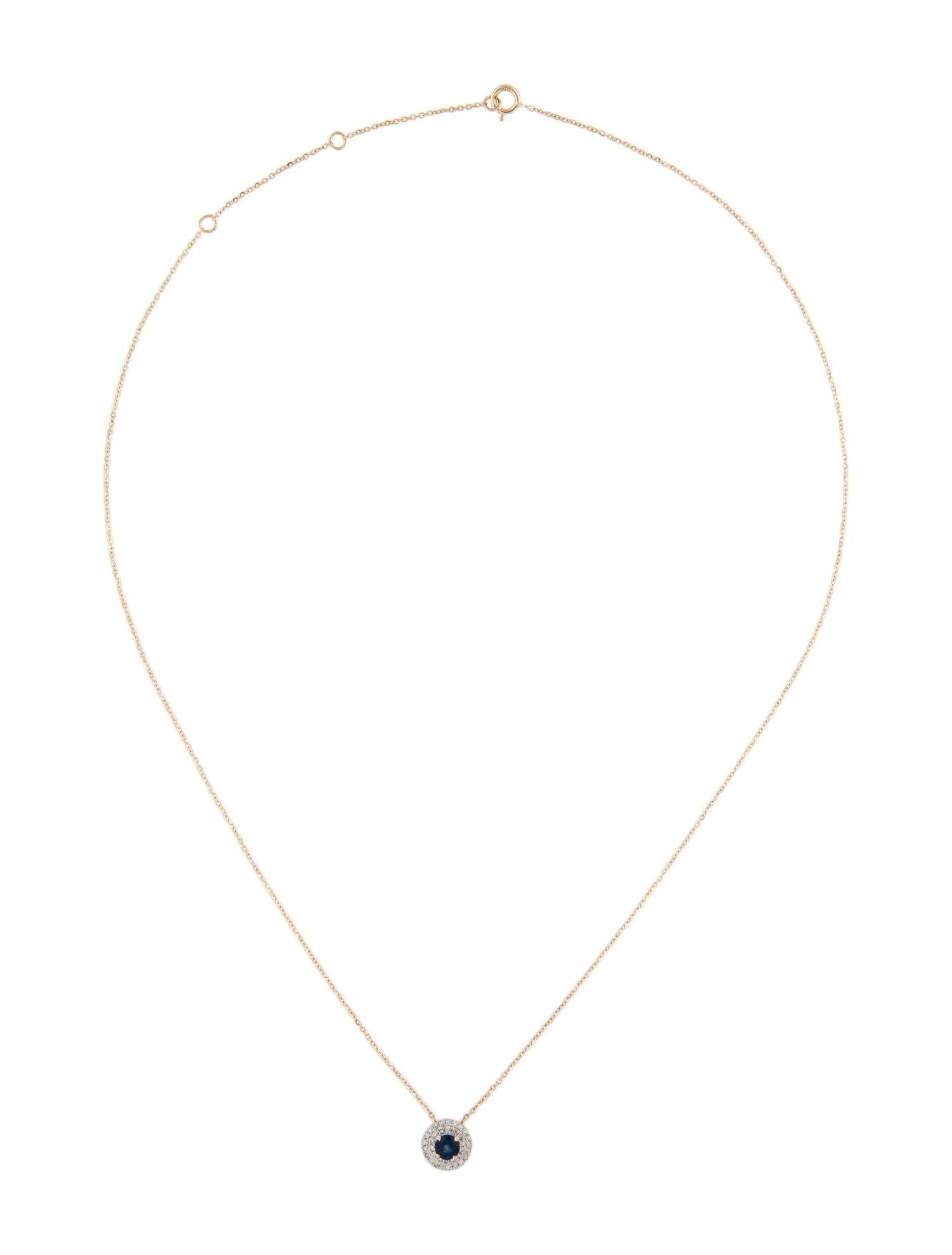 Brilliant Cut Stunning 14K Sapphire & Diamond Pendant Necklace: Timeless Elegance, Luxury For Sale