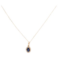 Elegant 14K Sapphire & Diamond Pendant: Exquisite Luxury Statement Jewelry Piece
