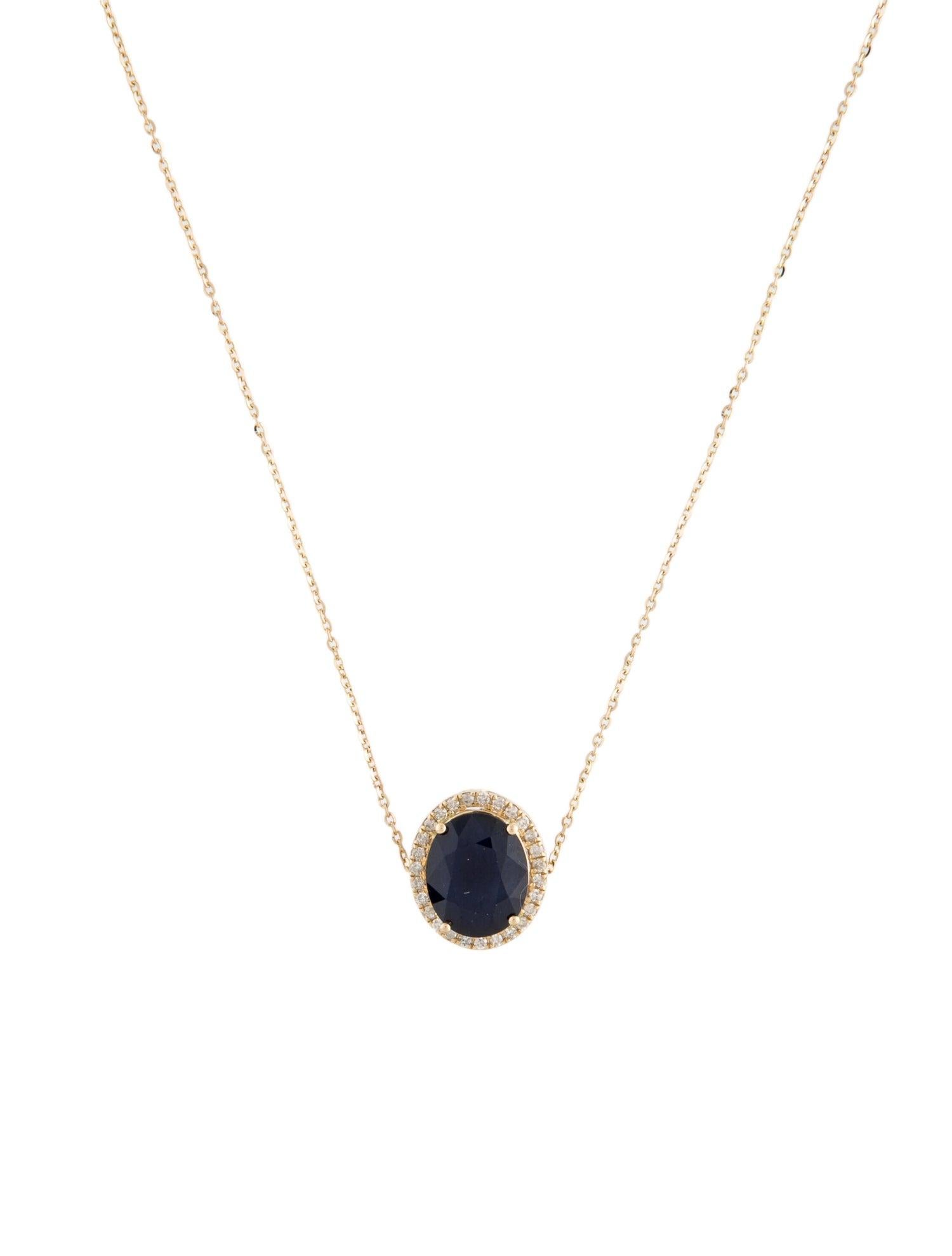 14K 3.30ct Sapphire & Diamond Pendant Necklace - Elegant Statement Jewelry In New Condition For Sale In Holtsville, NY