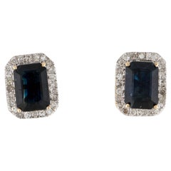14K Sapphire 
Diamond Stud Earrings - Elegant Gemstone Jewelry Timeless Sparkle