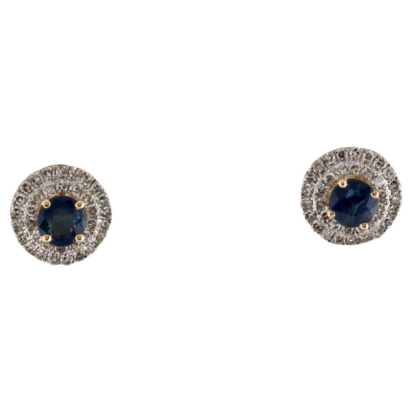 14K Sapphire & Diamond Stud Earrings - Elegant Gemstone Jewelry Timeless Sparkle