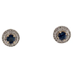 14K Sapphire & Diamond Stud Earrings - Elegant Gemstone Jewelry Timeless Sparkle