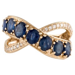 Exquisite Jewelry 14K Gold 2.03ctw Sapphire & Diamond Cocktail Ring - Size 6