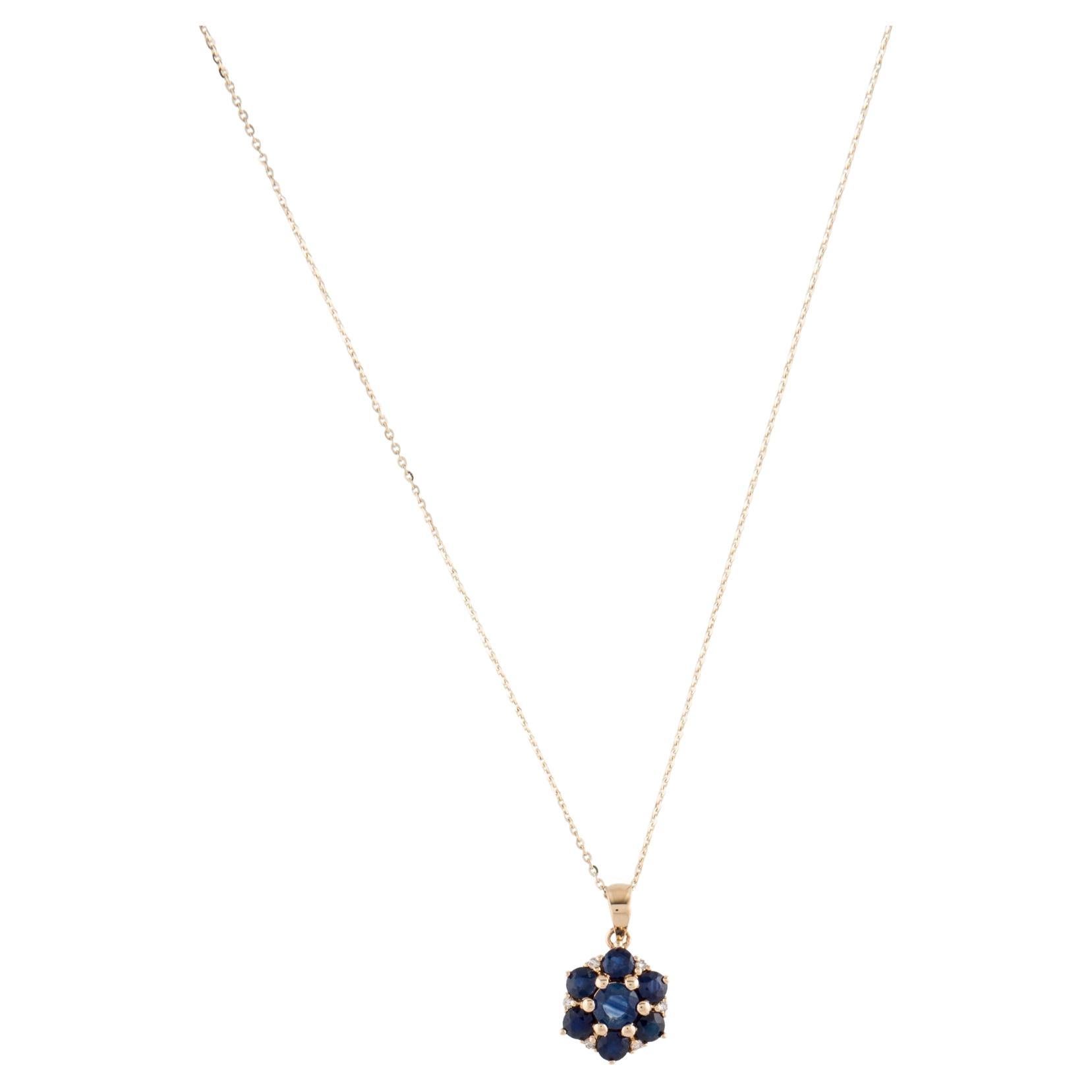14K 1.02ctw Sapphire & Diamond Pendant Necklace: Elegant & Luxurious Jewelry For Sale