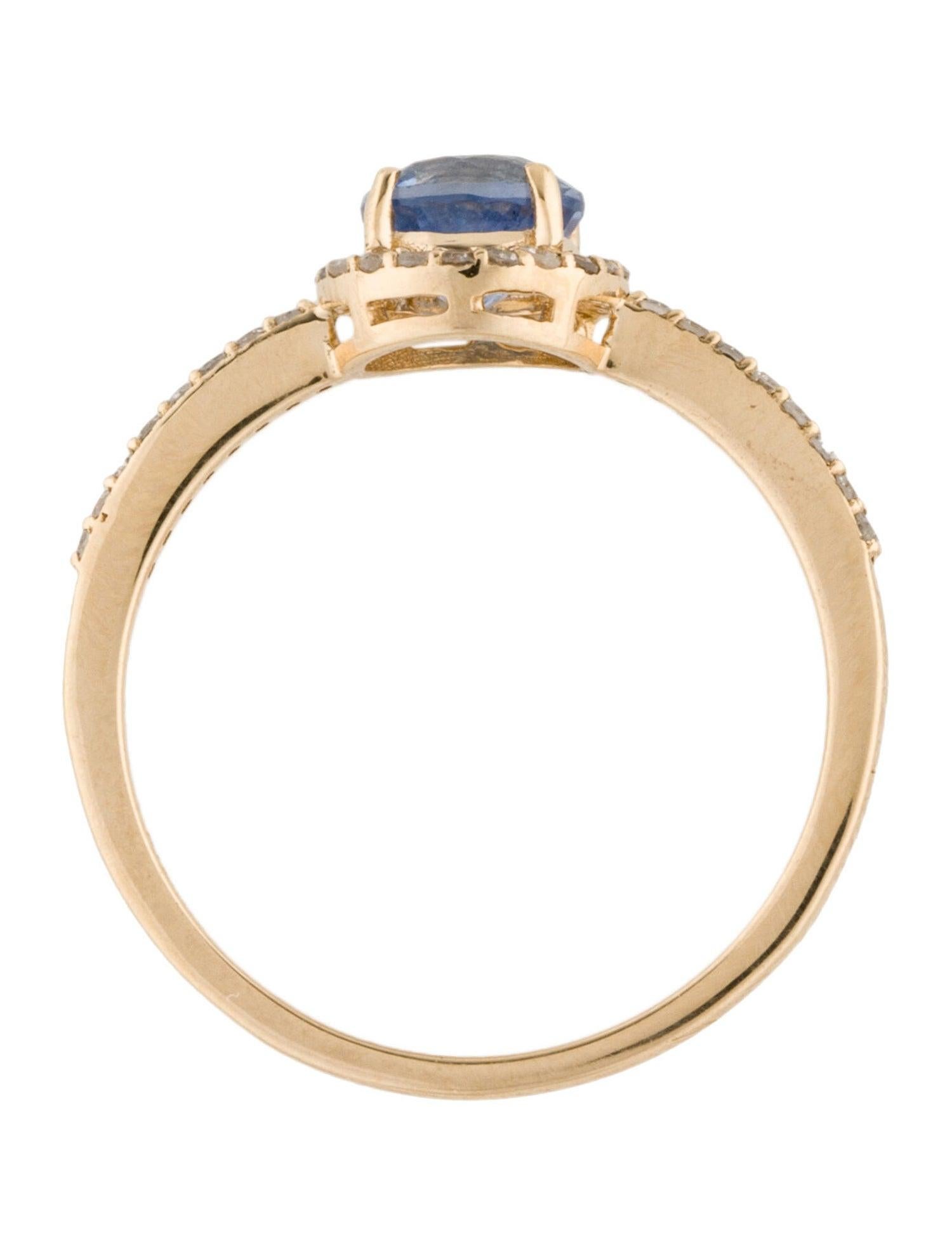 14K Sapphire & Diamond Cocktail Ring - Size 6.75 - Elegant Statement Jewelry In New Condition In Holtsville, NY