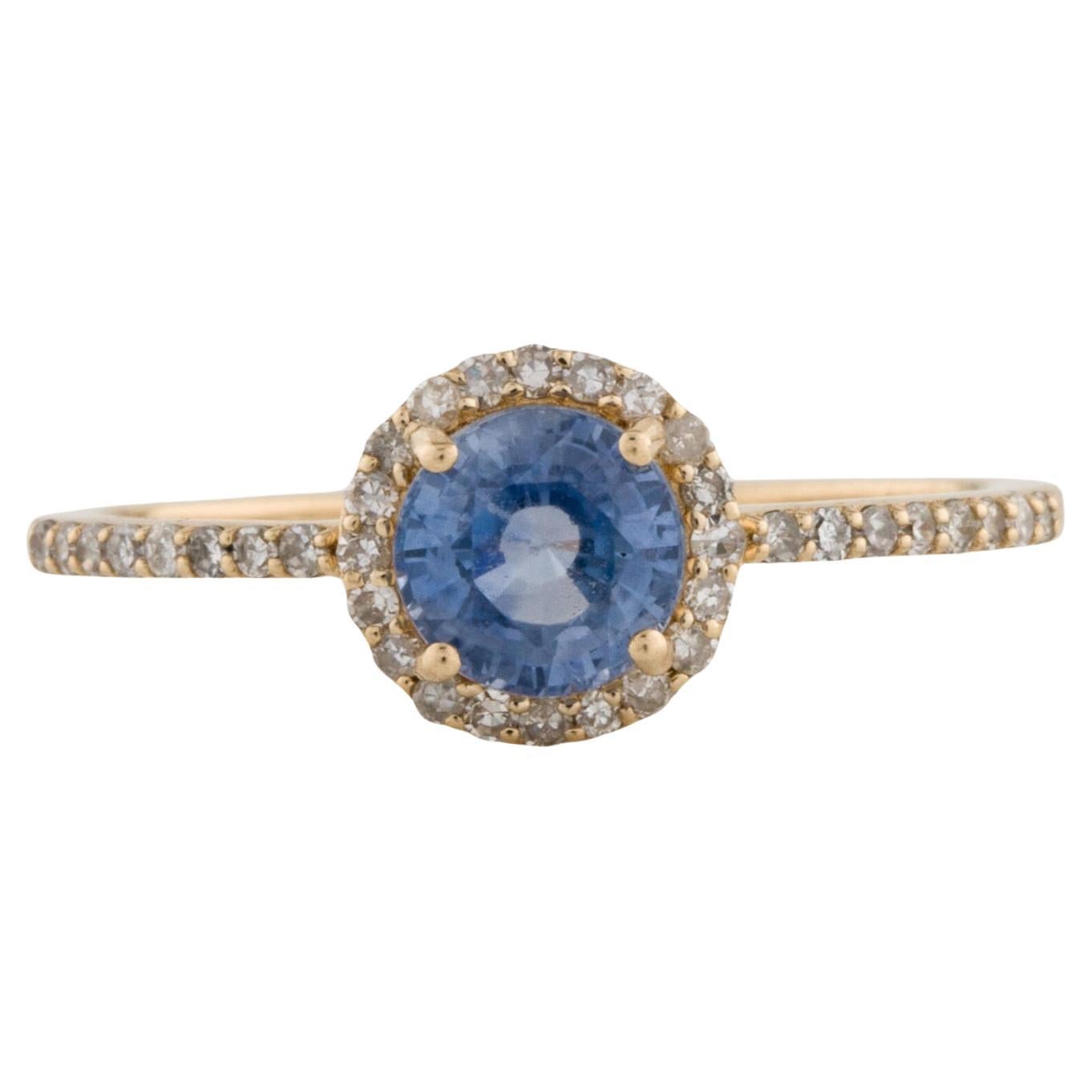 14K Sapphire & Diamond Cocktail Ring - Size 6.75 - Elegant Statement Jewelry
