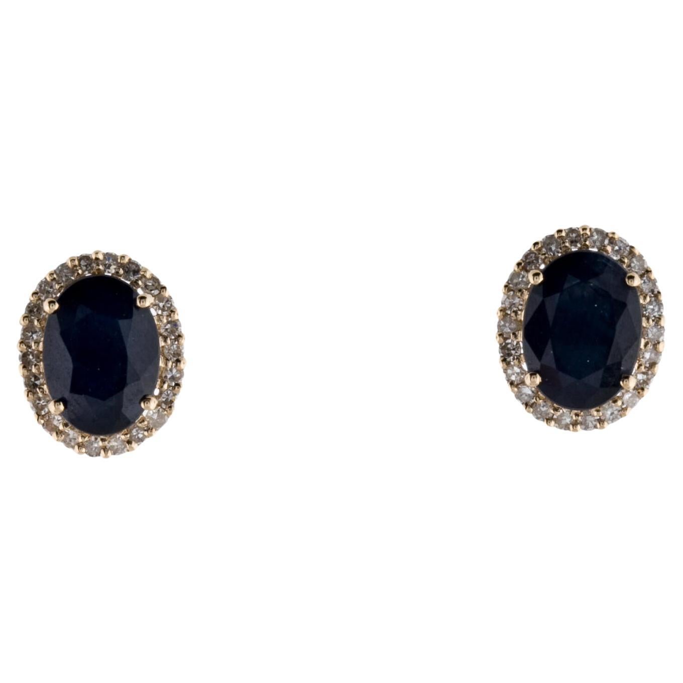 14K 3.00ctw Sapphire & Diamond Stud Earrings - Stunning & Timeless Elegance