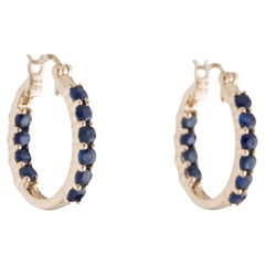 14K Sapphire Inside-Out Hoop Earrings - Stunning Gemstone Jewelry Timeless Style