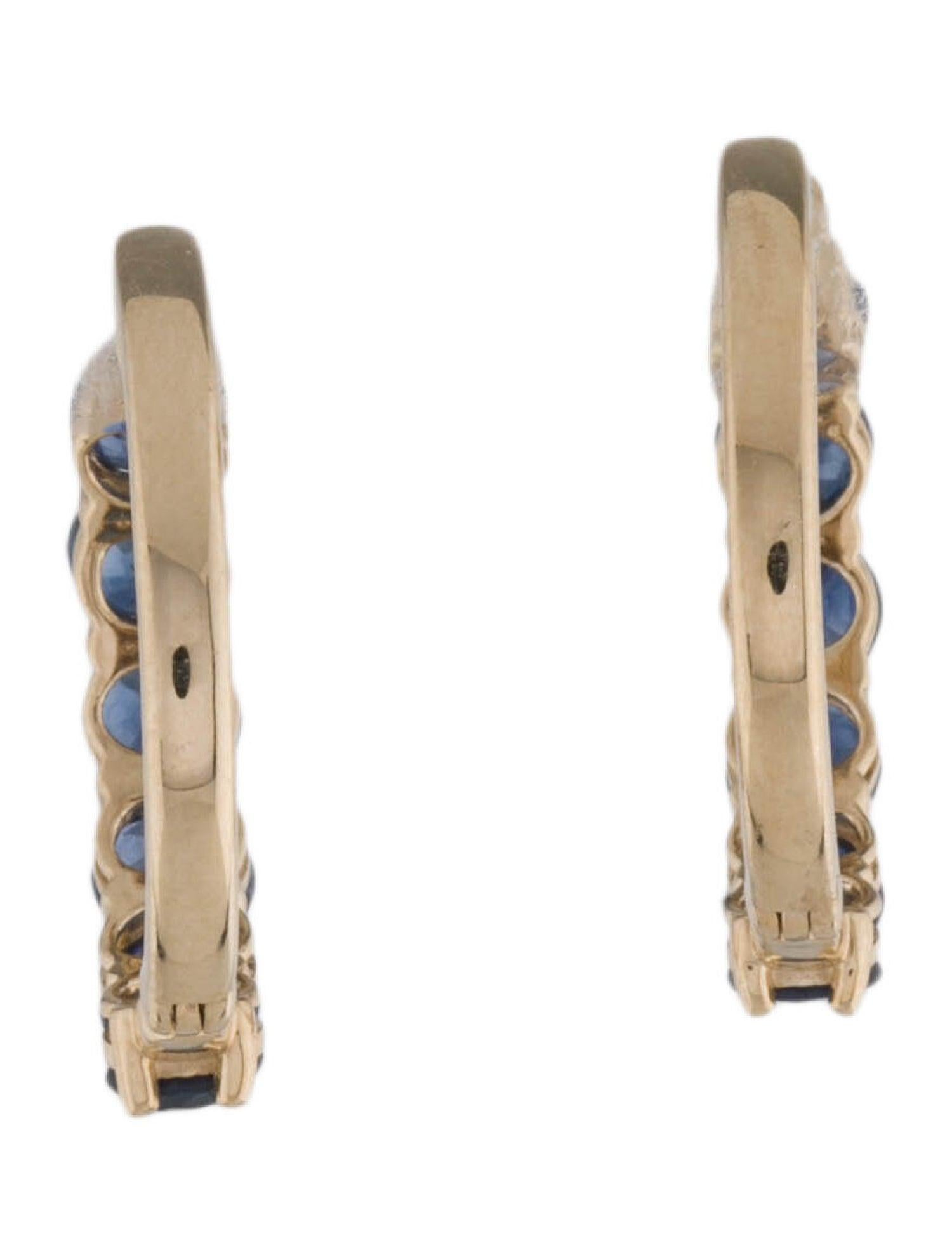 Women's 14K Sapphire Hoop Earrings - 3.31ctw, Elegant Gemstone Jewelry, Timeless Style For Sale