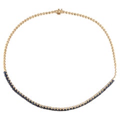 14K Sapphire Collar Necklace 12.42ctw - Stunning Statement Piece for Glamour