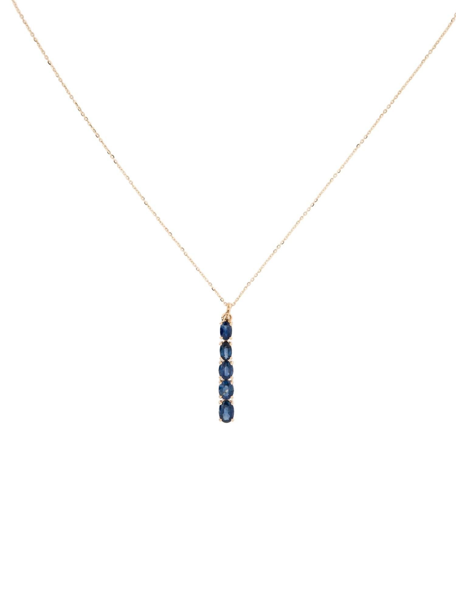 Brilliant Cut 14K 2.08ctw Sapphire Pendant Necklace: Elegant Luxury Statement Piece, Timeless For Sale