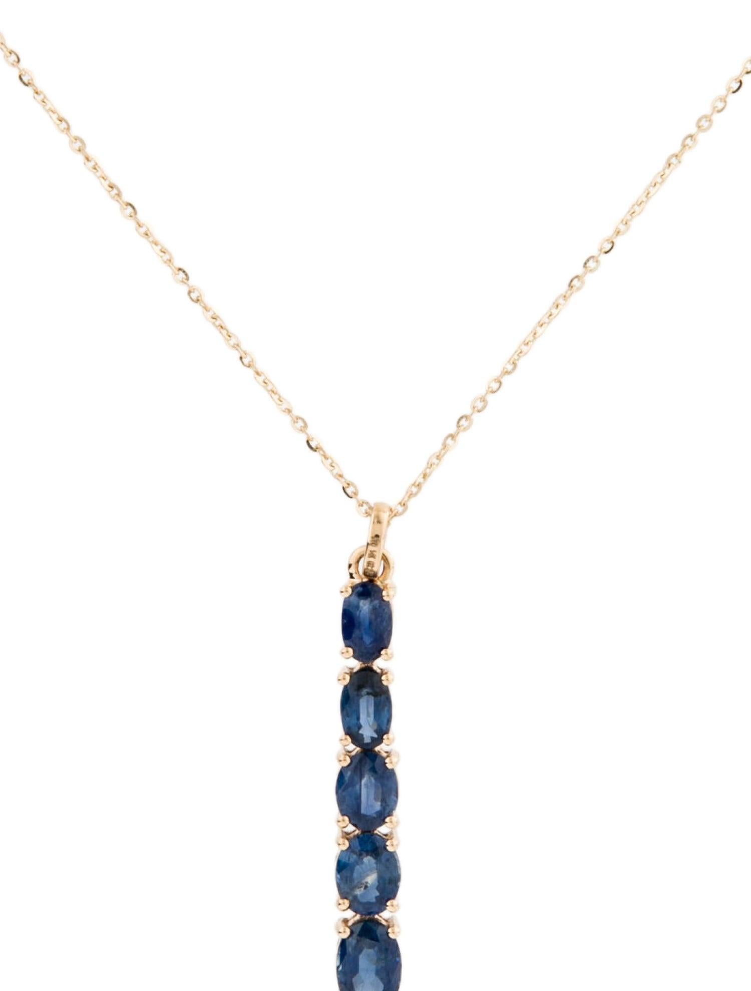 14K 2.08ctw Sapphire Pendant Necklace: Elegant Luxury Statement Piece, Timeless In New Condition For Sale In Holtsville, NY