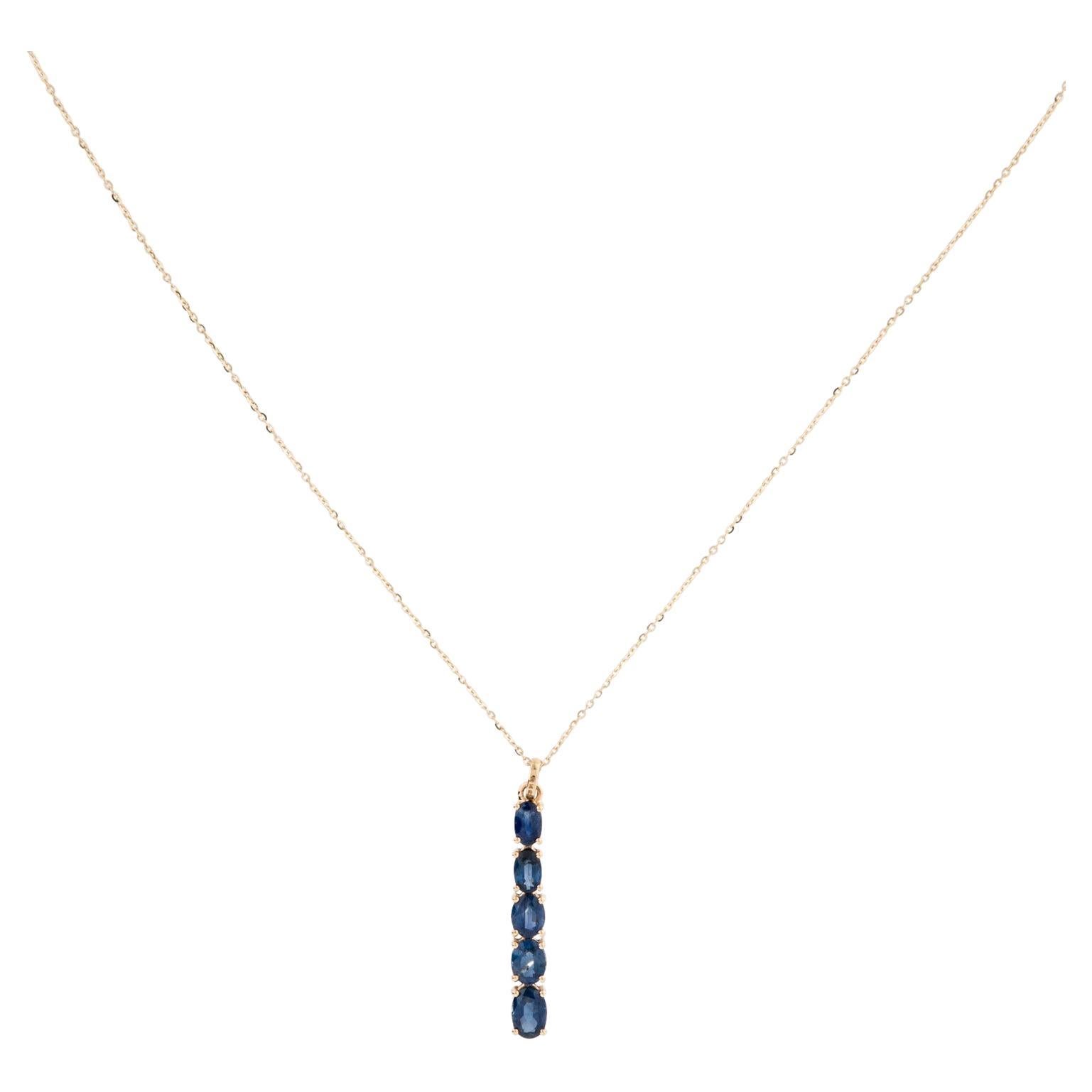 14K 2.08ctw Sapphire Pendant Necklace: Elegant Luxury Statement Piece, Timeless For Sale