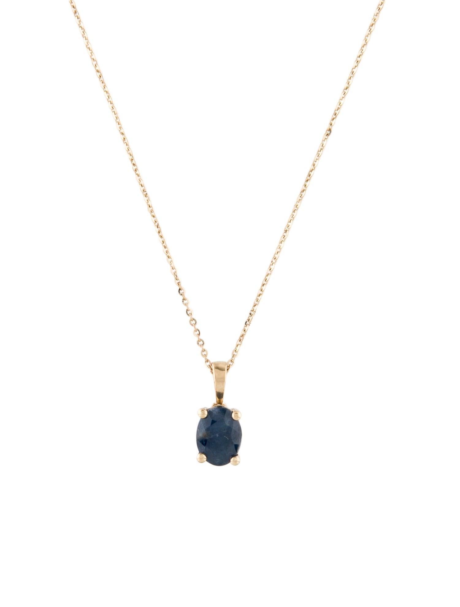 Stunning 14K Sapphire Pendant Necklace  1.50ct Sparkling Gemstone Accent Piece In New Condition For Sale In Holtsville, NY