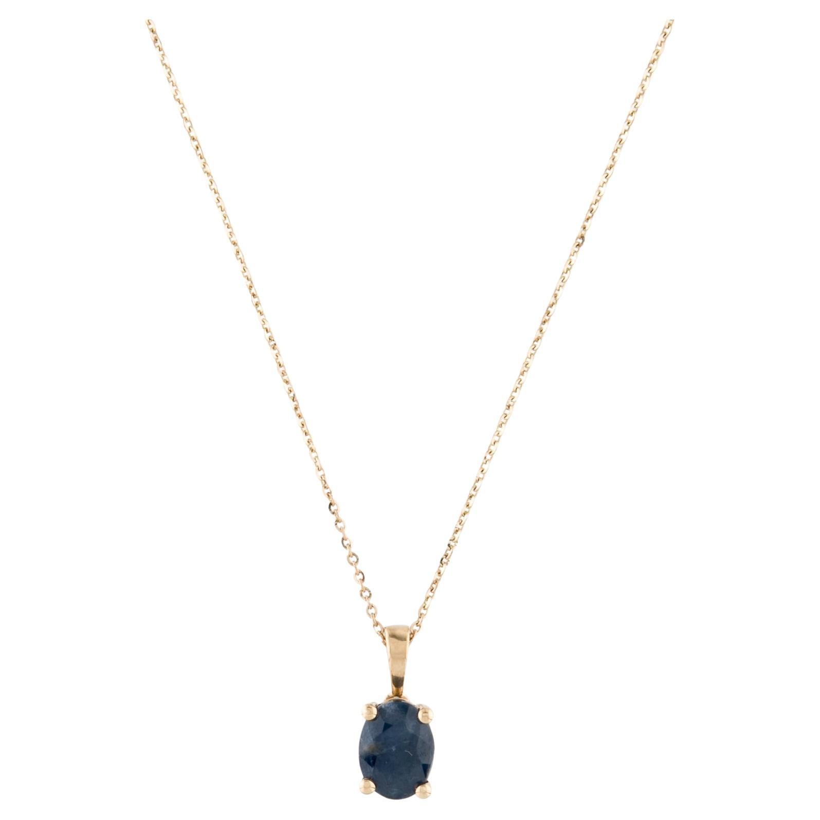 Stunning 14K Sapphire Pendant Necklace  1.50ct Sparkling Gemstone Accent Piece