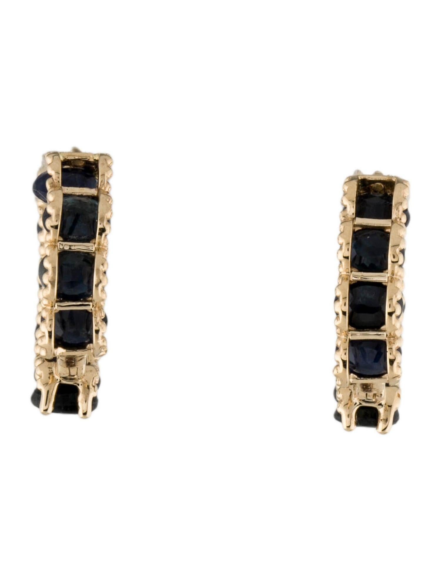 Oval Cut Stunning 14K Sapphire Inside-Out Hoop Earrings - 7.00ctw Gemstone Jewelry For Sale