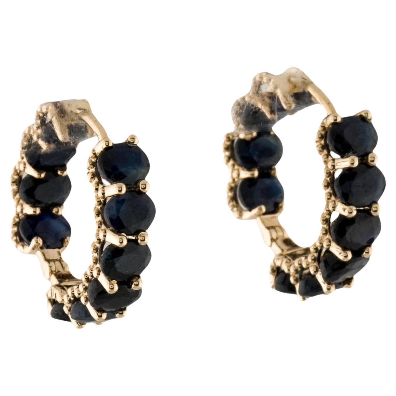 Stunning 14K Sapphire Inside-Out Hoop Earrings - 7.00ctw Gemstone Jewelry For Sale