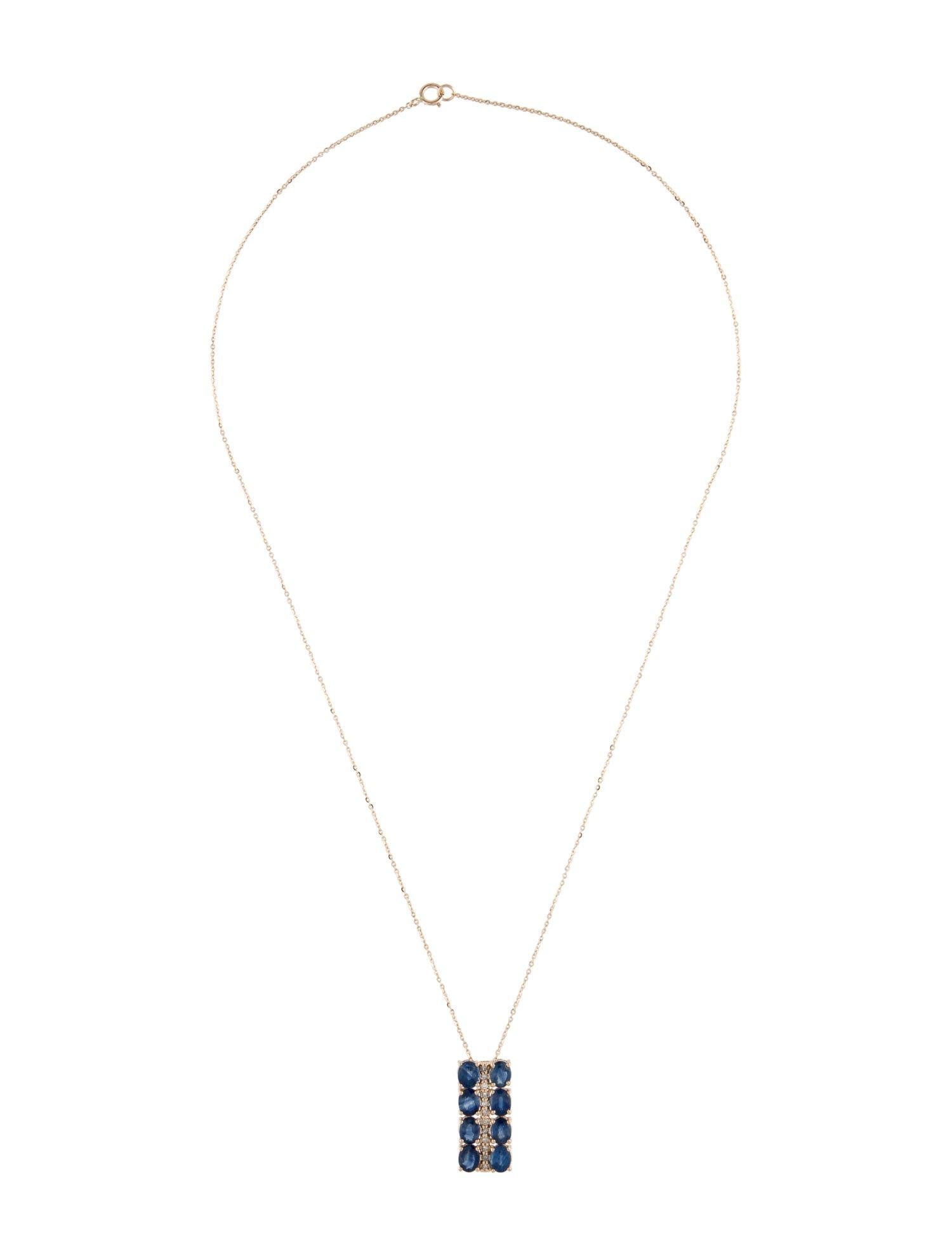 Brilliant Cut 14K 3.78ctw Sapphire & Diamond Pendant Necklace: Luxury Statement Jewelry Piece For Sale