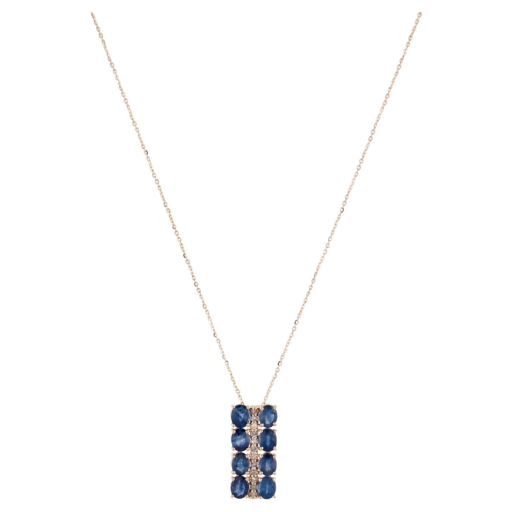 14K 3.78ctw Sapphire & Diamond Pendant Necklace: Luxury Statement Jewelry Piece For Sale