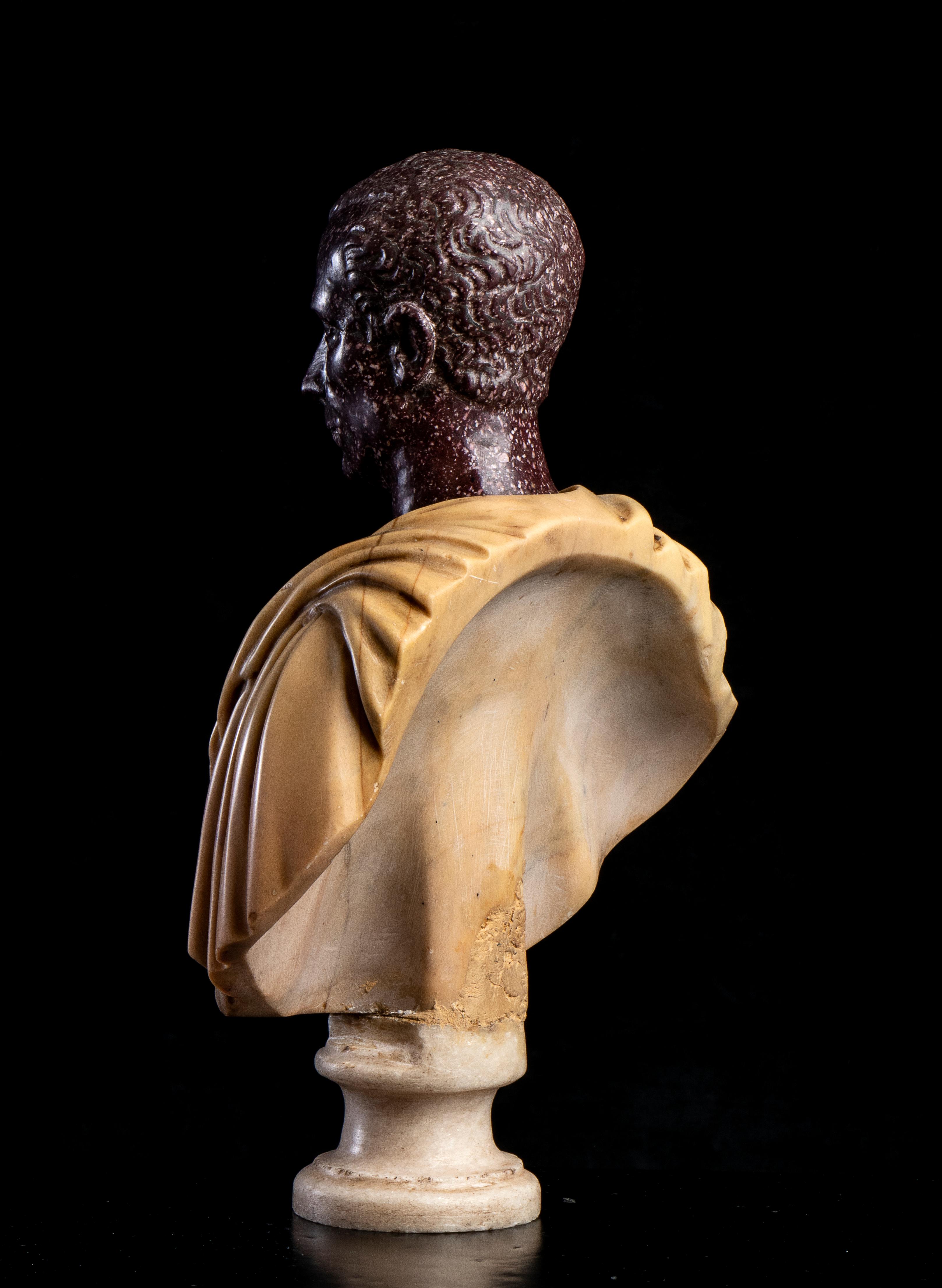 Roman Red Porphyry and Yellow Marble Sculpture Bust Of Julius Caesar Grand Tour - Black Figurative Sculpture by Benedetto Boschetti