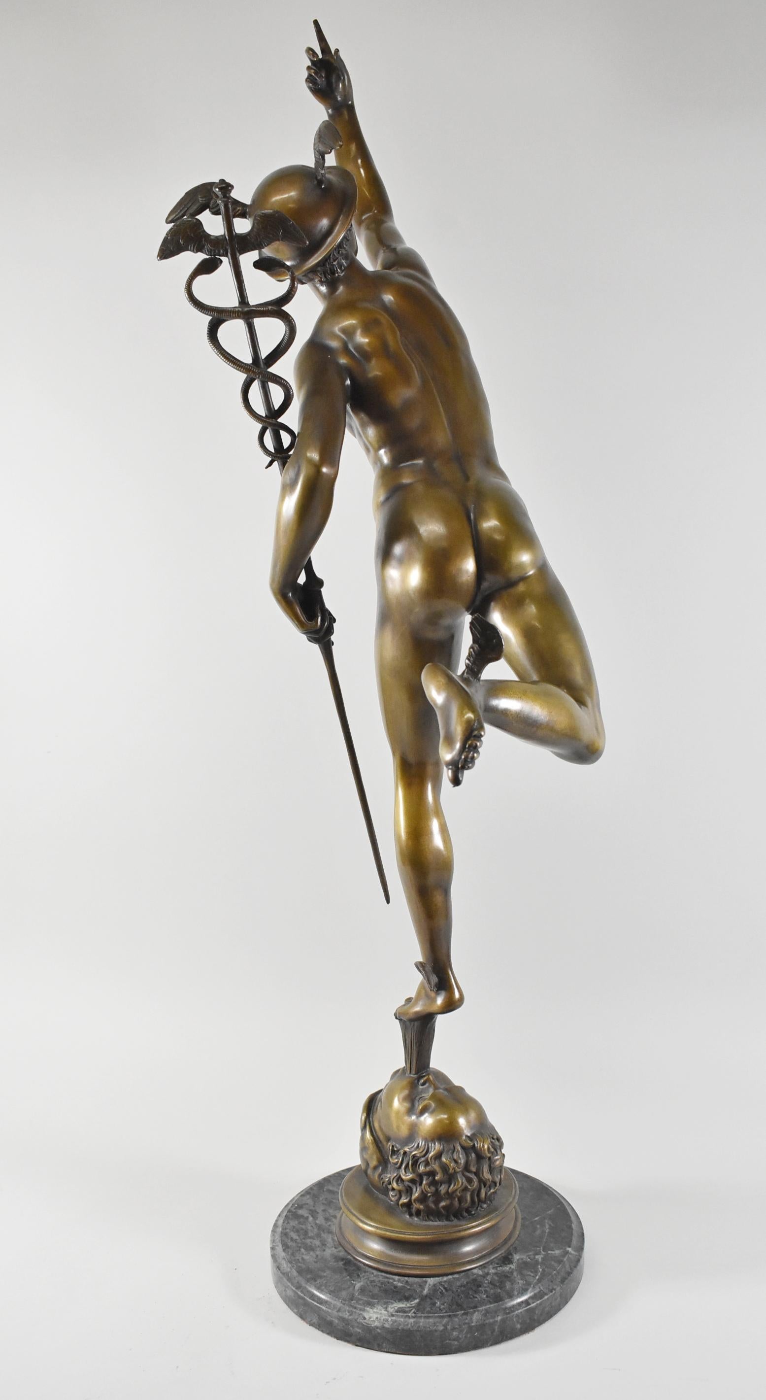 Neoclassical Benedetto Boschetti Bronze Mercury Statue After Giambologna 19th Century For Sale