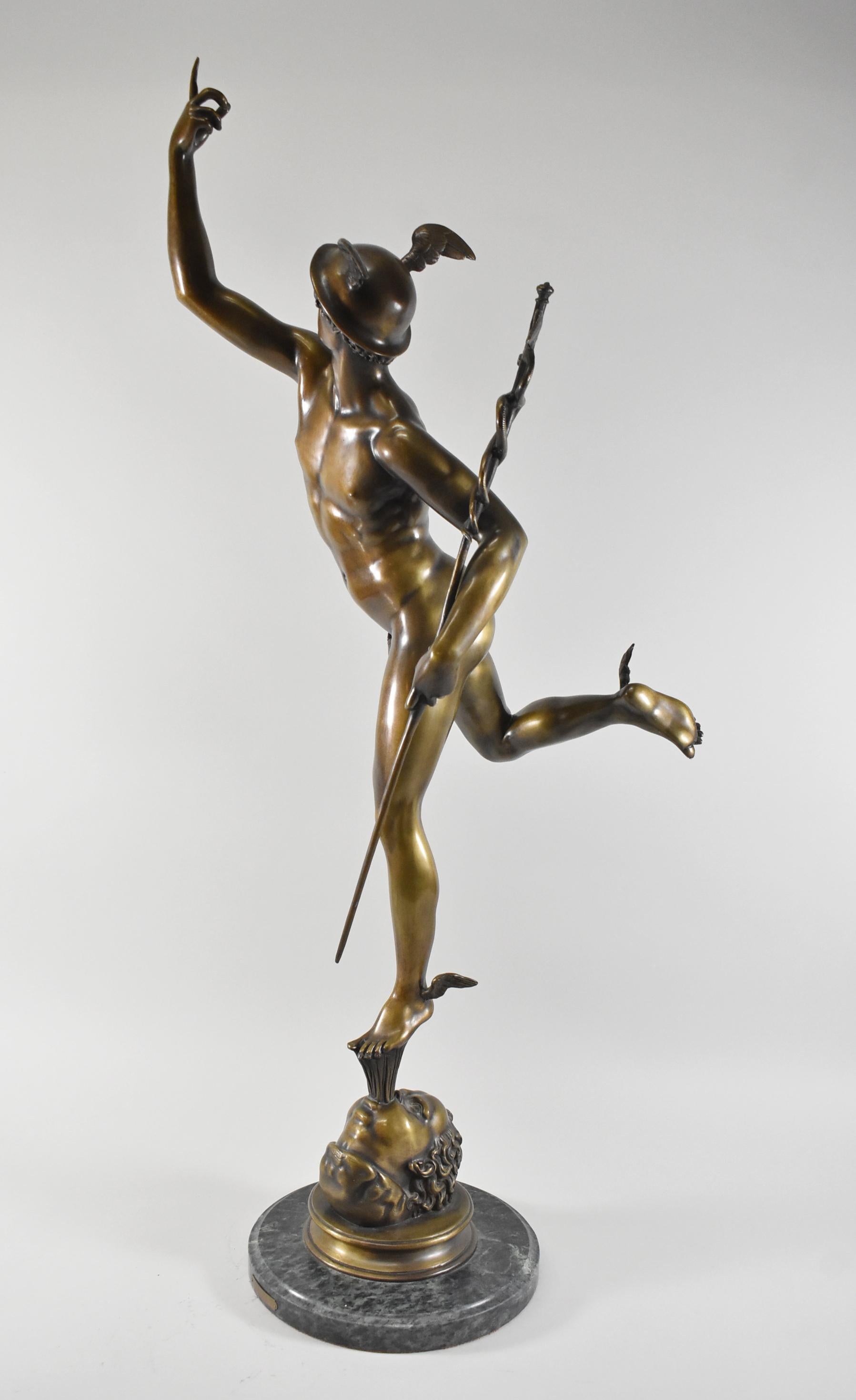 Benedetto Boschetti Bronze Mercury Statue After Giambologna 19th Century In Good Condition For Sale In Toledo, OH