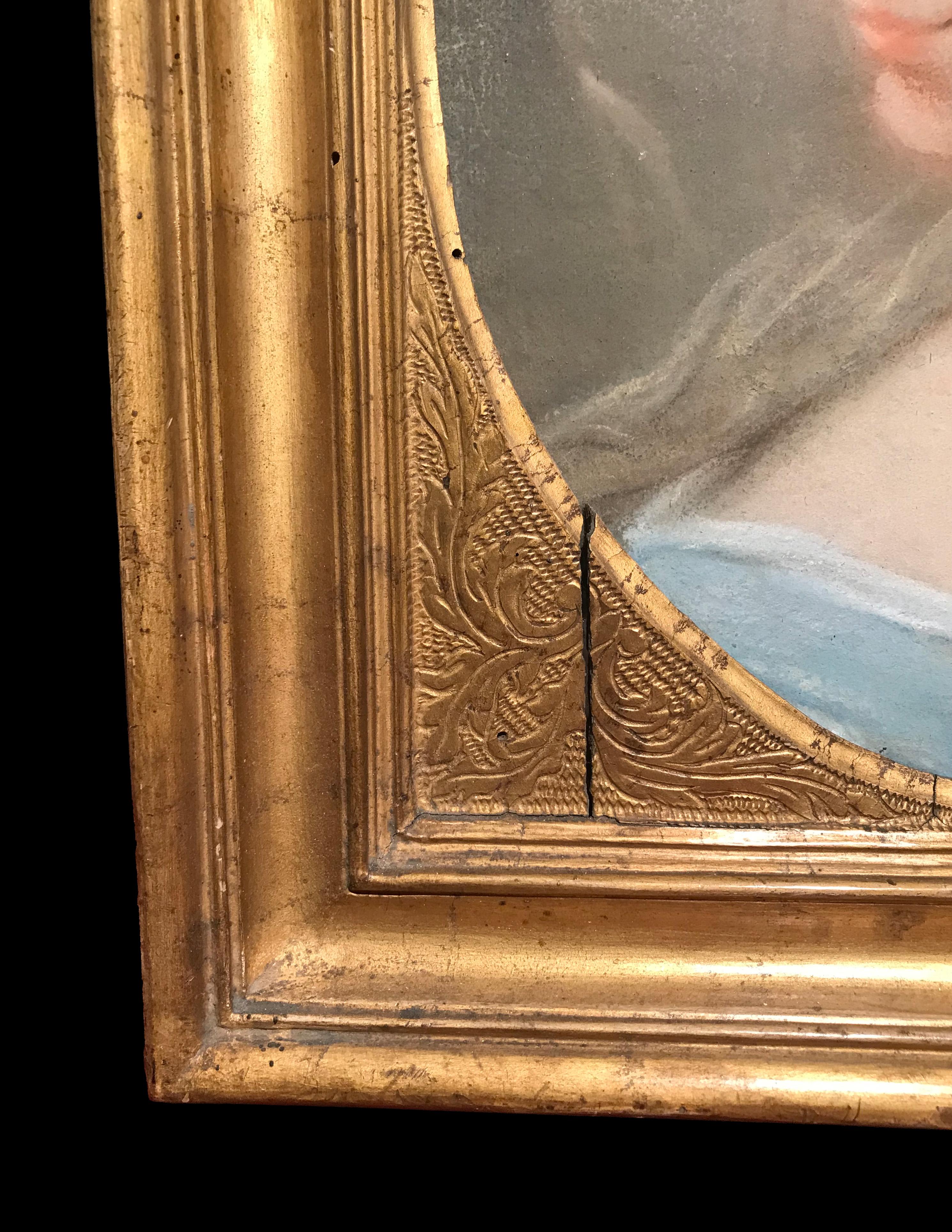 XVII-XVIII secolo Di Benedetto Luti Testa di ragazza Pastello a olio su tela in vendita 9