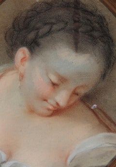 17th-18th Century By Benedetto Luti Head of a Girl Oil Pastel on Canvas
