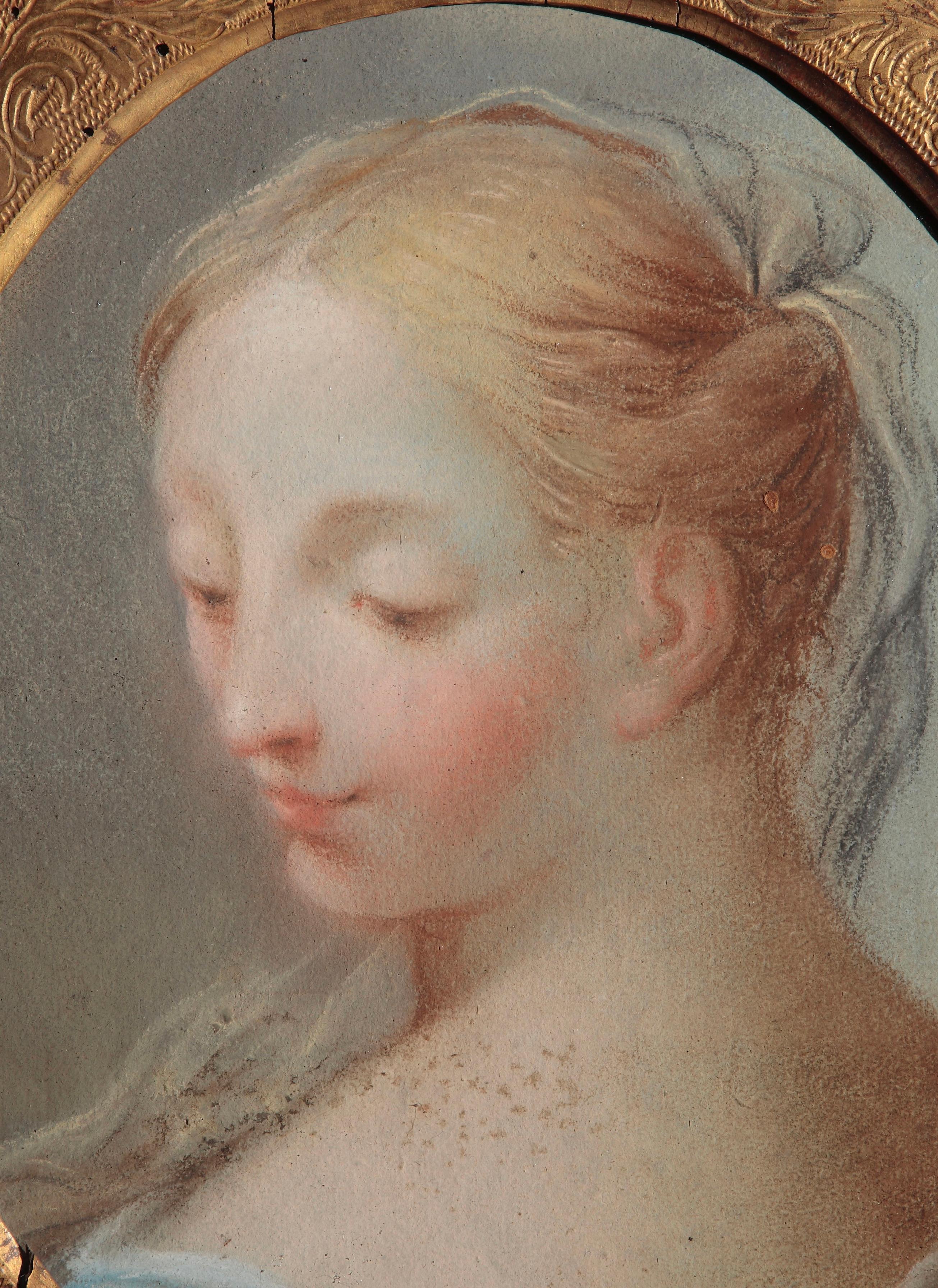 Benedetto Luti, Kopf eines Mädchens, Ölpastell auf Leinwand, 17.-18. Jahrhundert im Angebot 2
